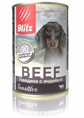 Blitz Sensitive корм для собак всех пород и возрастов, говядина с индейкой
