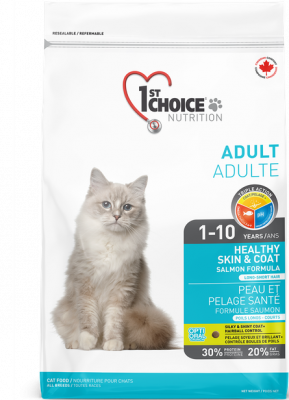1st Choice Healthy Skin & Coat Сухой корм для кошек Здоровая кожа и шерсть, лосось