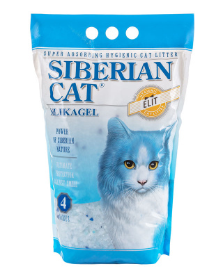 Сибирская кошка наполнитель силикагелевый для кошек "Элита", синие гранулы