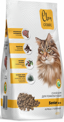 Clan Classic Senior-30/14 Сухой корм для пожилых кошек, курица, телятина