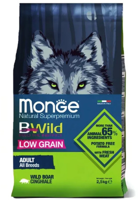 Monge Dog BWild LOW GRAIN для взрослых собак, низкозерновой, из мяса дикого кабана