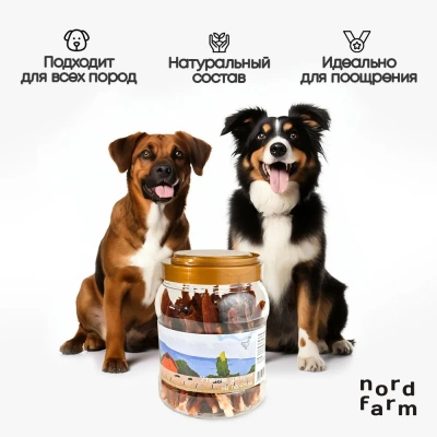 Nord Farm Лакомства для собак, джерки из утки на палочке 700г