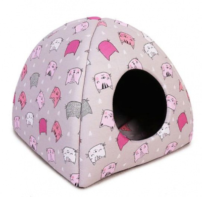 Rich Breed Дом-вигвам поплин, кошки розовые, 40*40*39см