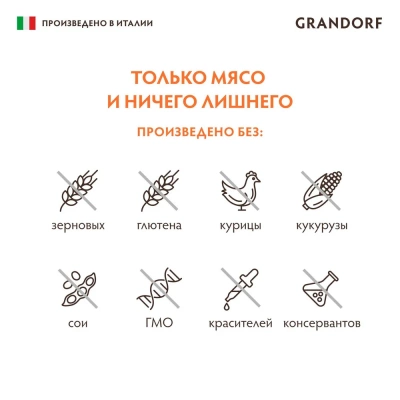 GRANDORF Консервы для собак, паштет из индейки 200г