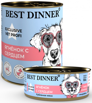 Best Dinner Exclusive Vet Profi Gastro Intestinal ветеринарная диета при расстройстве желудка, консервы для собак, ягненок с сердцем