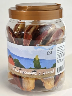 Nord Farm Лакомства для собак, уши кролика с уткой 600гр