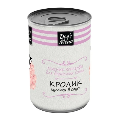Dog`s Menu Консервы для взрослых собак, с кроликом кусочки в соусе