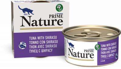 Prime Nature Консервы для кошек в бульоне, тунец с ширасу 85гр