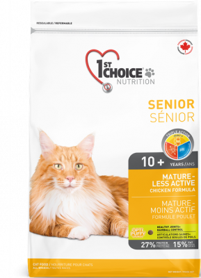 1st Choice Сухой корм Senior Mature Or Less Active для пожилых кошек, для здоровья костей и суставов, с курицей