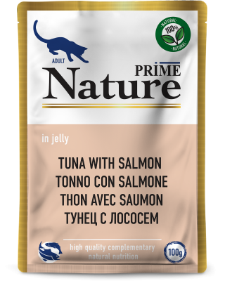 Prime Nature Пауч для взрослых кошек, тунец с лососем в желе 100гр