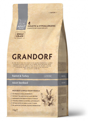 Grandorf Cat Rabbit & Turkey Sterilised Сухой корм для стерилизованных кошек, кролик с индейкой