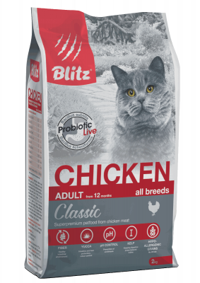 Blitz Adult Classic Cats сухой корм для взрослых кошек с курицей