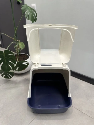 Чистый котик Закрытый туалет для кошек с фильтром, синий, 50х40х41см