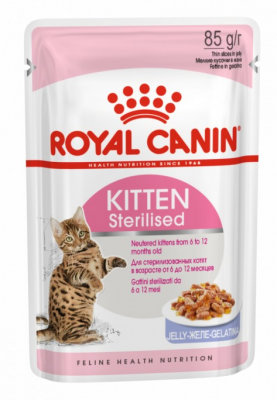 Royal Canin Kitten Sterilised для стерилизованных котят до 12 месяцев, кусочки в желе