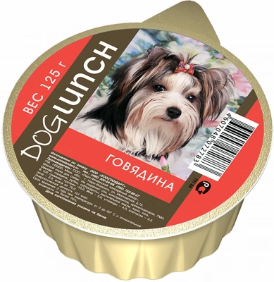 Dog Lunch консервы для собак, крем-суфле с говядиной 125гр