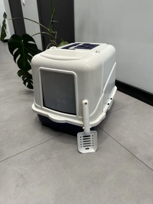 Чистый котик Закрытый туалет для кошек с фильтром, синий, 50х40х41см