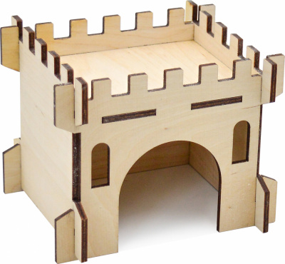 Зооэкспресс Домик для грызунов из фанеры Замок, малый, 13х11х10 см