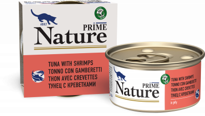 Prime Nature Консервы для кошек в желе, тунец с креветками 85гр