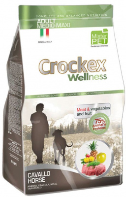 Crockex Wellness корм сухой для взрослых собак средних и крупных пород с кониной и рисом
