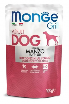 Monge Dog Grill Pouch паучи для собак, с говядиной, 100г