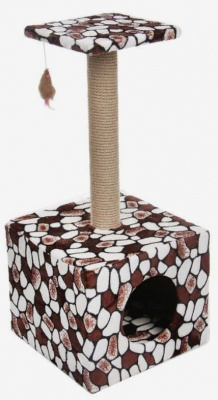 Rich Breed Когтеточка столбик куб с площадкой джут, игрушка 35*30*85см