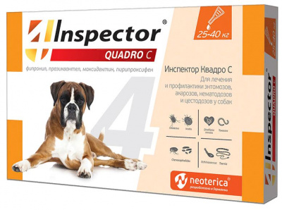 Inspector Quadro Капли от внешних и внутренних паразитов для собак, (от 25 до 40 кг)
