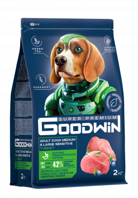 Goodwin Сухой корм для взрослых собак средних и крупных пород с чувствительным пищеварением, с индейкой