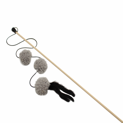 GoSi Дразнилка-удочка 3 пушистика из натуральной овчины на веревке
