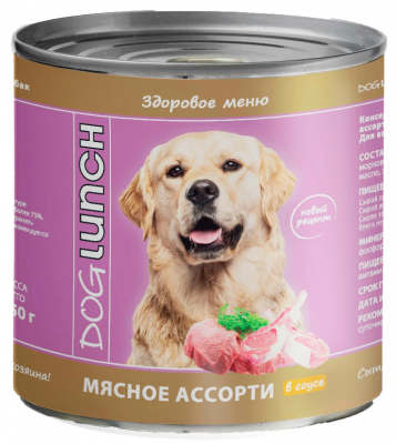Dog Lunch консервы для собак, мясное ассорти в соусе