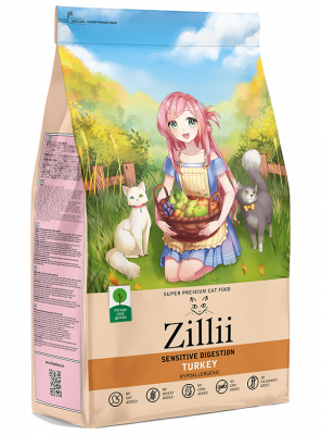 Zillii Sensitive сухой корм для кошек с чувствительным пищеварением, индейка