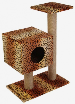 Rich Breed Когтеточка кубизм №4 на подставке с двумя когтеточками и лежанкой, джут, 35*30*85см