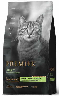 Premier Cat Lamb & Turkey Adult Сухой корм для кошек, Свежее мясо ягненка с индейкой