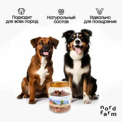 Nord Farm Лакомства для собак, стрипсы из мраморной утки 700гр