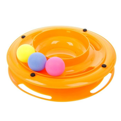 Игровой комплекс для кошек с 3 шариками 24,5*24,5*13см микс (без картонной коробки)