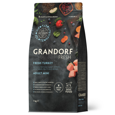 Grandorf Fresh Dog Adult Mini Turkey&Sweet Potato Сухой корм для взрослых собак мелких пород, свежее мясо индейки с бататом