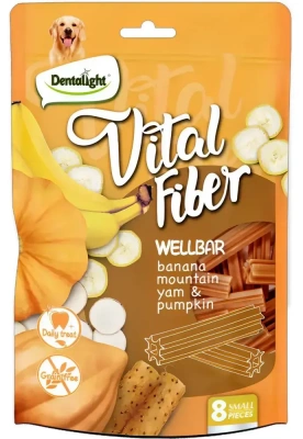 Dentalight Лакомство для собак Vital fiber, палочки для чистки зубов с тыквой и ямсом, 8шт/80г