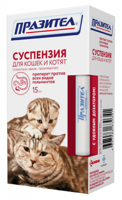 Празител суспензия против гельминтов для кошек и котят 15 мл