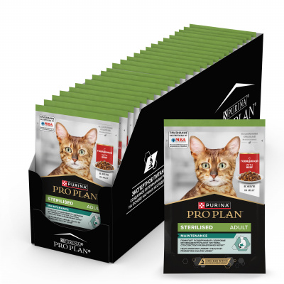 Pro Plan Nutrisavour Sterilised для стерилизованных с говядиной соус 85гр