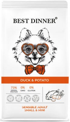 Уценка: Best Dinner Adult Sensible Mini Duck & Potato корм для собак гипоаллергенный, утка, картофель (Срок до 25.01.2024)