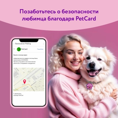 PetCard Цифровая визитка (адресник) для собак и кошек с QR-кодом и NFC
