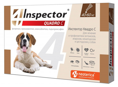 Inspector Quadro Капли от внешних и внутренних паразитов для собак, (от 40 до 60 кг) 1 пип