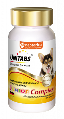Unitabs Junior Complex с В9 Витаминно-минеральный комплекс для щенков для полноценного развития, 100 таб