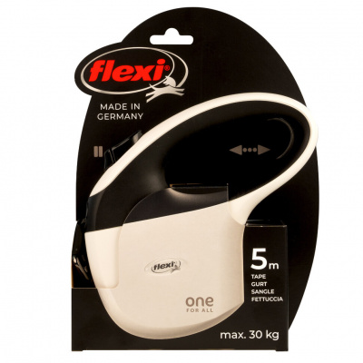 FLEXI One For All Тросовый поводок рулетка для собак (5м до 30кг) бело-чёрный