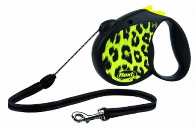 flexi Safari Leopard Тросовый поводок рулетка для маленьких собак (желтый принт)