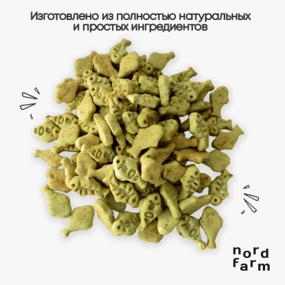 Nord Farm Лакомства для кошек, бисквиты с лососем и кошачьей мятой, 700 г