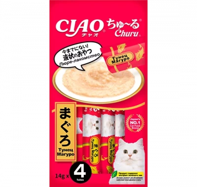 Inaba Ciao Churu пюре для кошек, тунец магуро, 14г*4