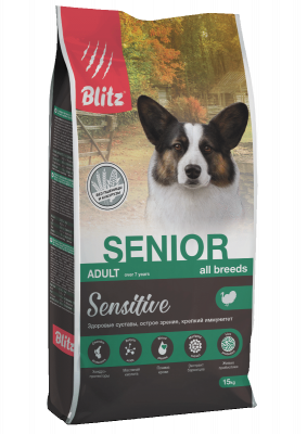 Уценка: BLITZ Sensitive Senior сухой корм для собак всех пород старше 7 лет (Повреждена упаковка)